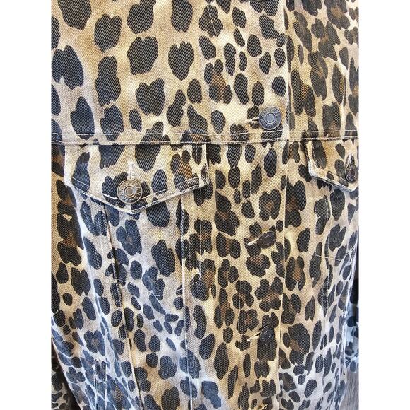 Macaron canvas Animal Print Long Sleeve Button Front Flap Pocket Casual Jacket S - Picture 3 of 7